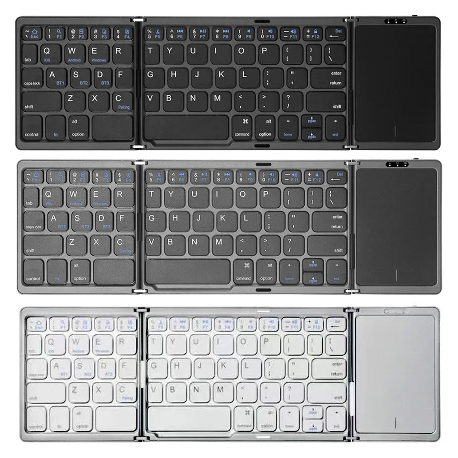 Gaming Console Ipad - タッチパッド付き3つ折りBluetoothキーボード、充電式ミニデュアルBluetoothワイヤレスキーボード（Windows、Android、iOS、iPad対応）