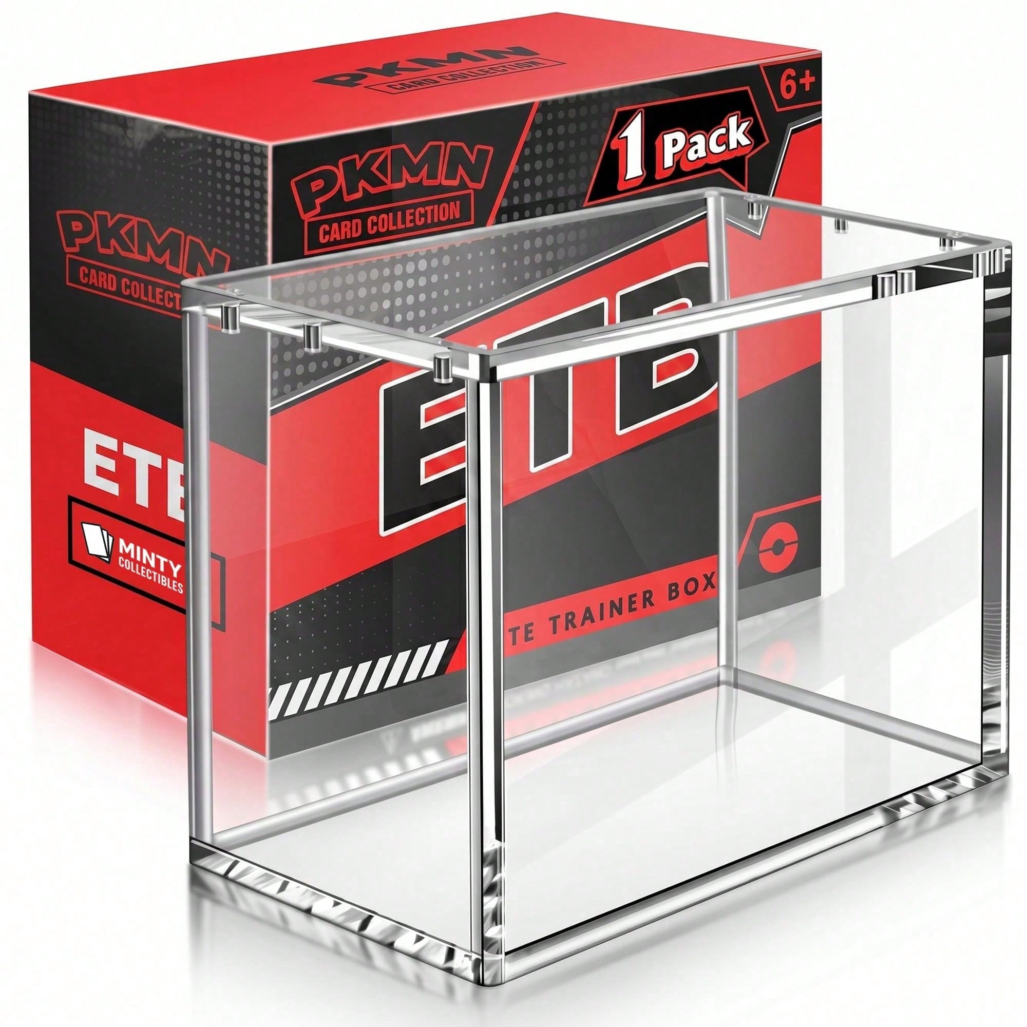 Gaming Card Holder - ETBクリアマグネット式アクリルディスプレイケース、8mmベース＆5mmサイドUV耐性プロテクターボックス、片手で簡単なトップローディングマグネット開閉、防塵防水スタッカブルカードホルダー（密封ブースターボックス用）（1パック）