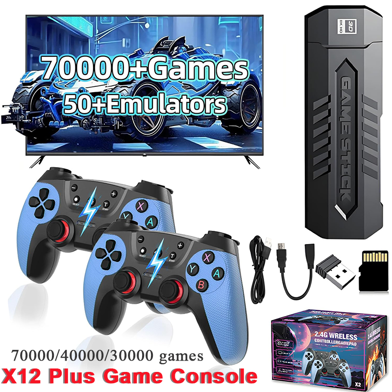 Gaming Console Chinese - X2 レトロゲームスティック 128GB 70000/30000+ゲーム搭載 ワイヤレスコントロール テレビ接続