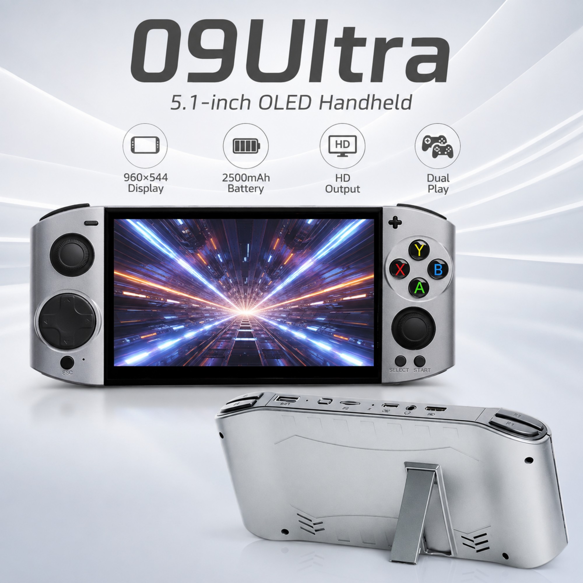 Gaming Console Os - 09 Ultra 5.1インチOLEDハンドヘルドゲーム機 960x544 Linux OS