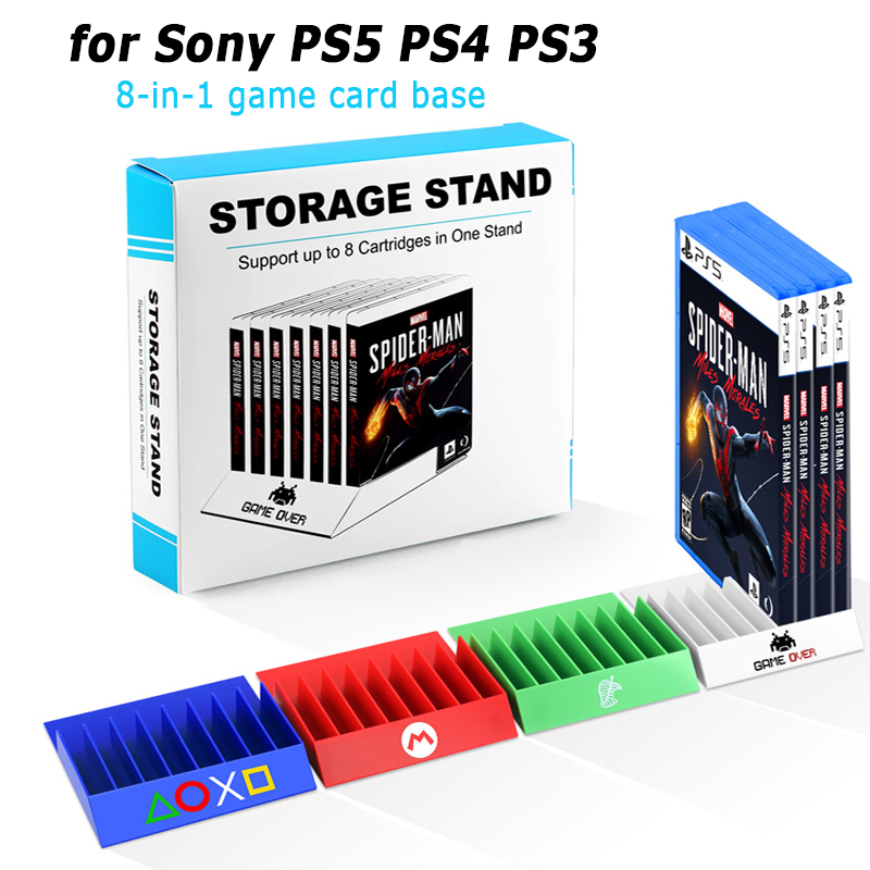 Gaming Card Holder - PS5ゲームカード用8-in-1ベースブラケット、PS4ディスクCD収納ボックスホルダー、パーソナライズされたディスプレイラック、ゲームカードスタンドアクセサリー