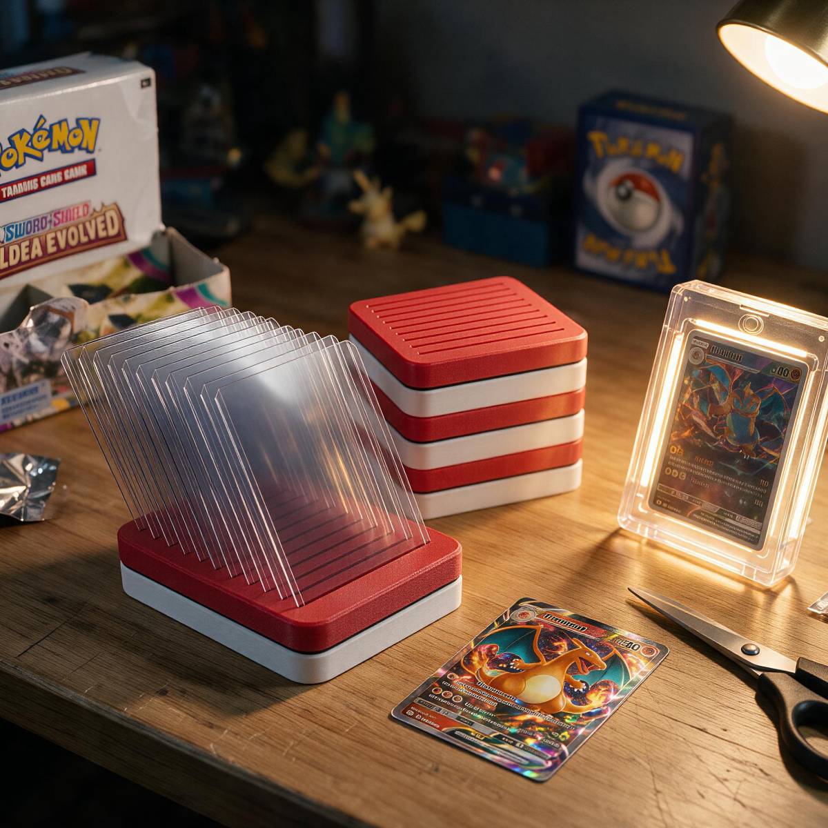 Gaming Card Holder - デスクトップPLAカードディスプレイフレーム、貴重なポケモン/ゲームキングコレクション用10枚収納リジッドホルダー、頑丈なショーケースボックス、サイズ12