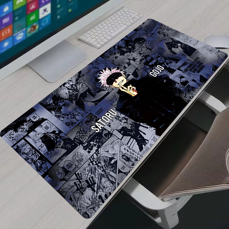 Gaming Console Desk - マウスパッドクールアニメ呪術廻戦五条悟大型ゲーミングマウスパッドゲーマーラップトップキーボードマットコンピュータキャビネットデスクマット