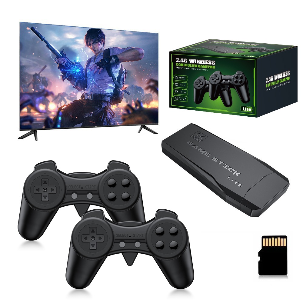 Gaming Console Sale - ポータブル4Kレトロゲームスティックコンソール、ワイヤレスコントローラー2個、2人対戦、プラグアンドプレイ、テレビ、コンピューター、ラップトップ対応、HDMI出力
