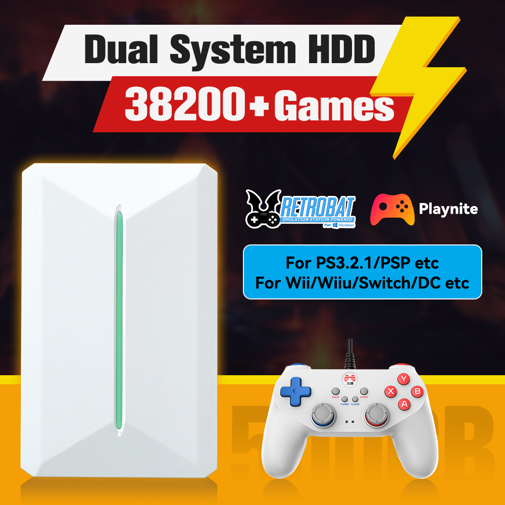 Gaming Console Chinese - Retrobat&Playnite システム HDD レトロゲームコンソール PS3/PS2/WIIU/WII/Switch/MAME 50+エミュレータ