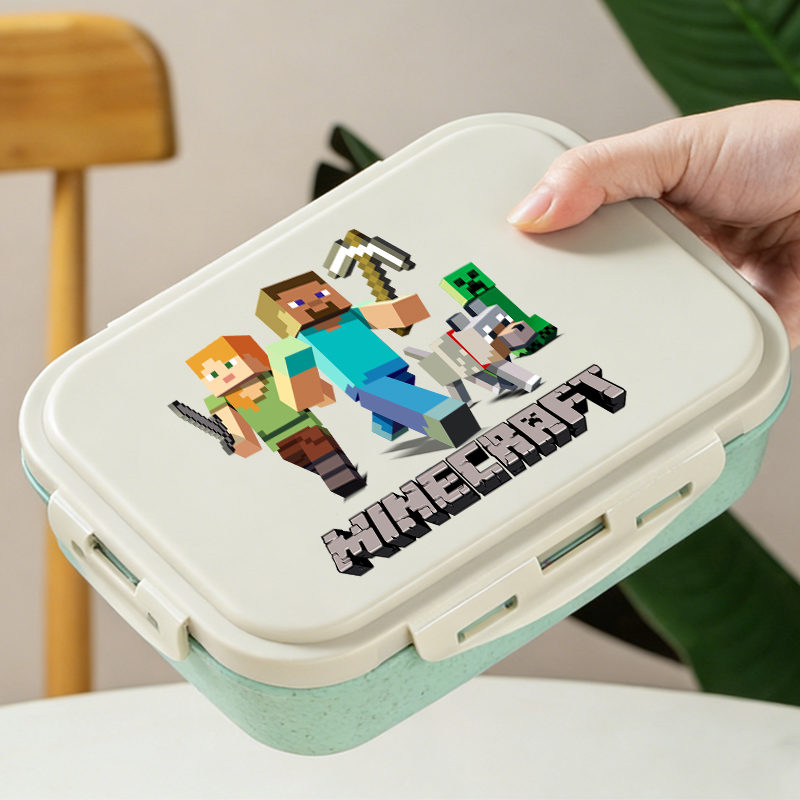 Gaming Console With Minecraft - Minecrafted 弁当箱ゲームピクニック食品容器漫画フィギュア男の子女の子学校弁当箱オフィスディナーケースギフト新しい