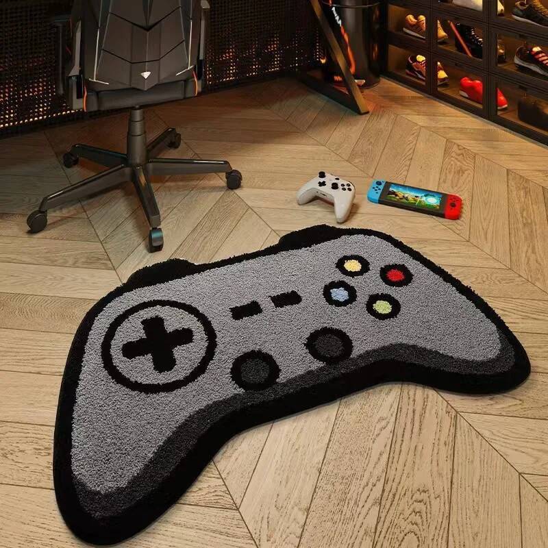 Console Gaming Hand - ゲーミングコントローラーコンソール型カーペット クリエイティブな漫画風ソフトタフテッドラグ 滑り止めマット 寝室、ゲーミングルーム、家の床用デコレーション