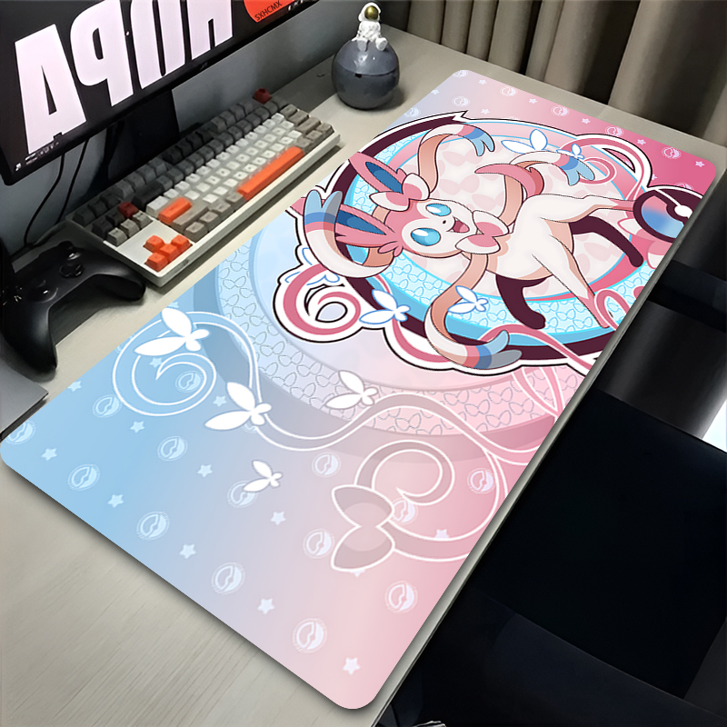Gaming Console Desk - 大型ピンクかわいいマウスパッド XXL ゲームコンピュータアクセサリー P-ポケモン シルベオン キーボード