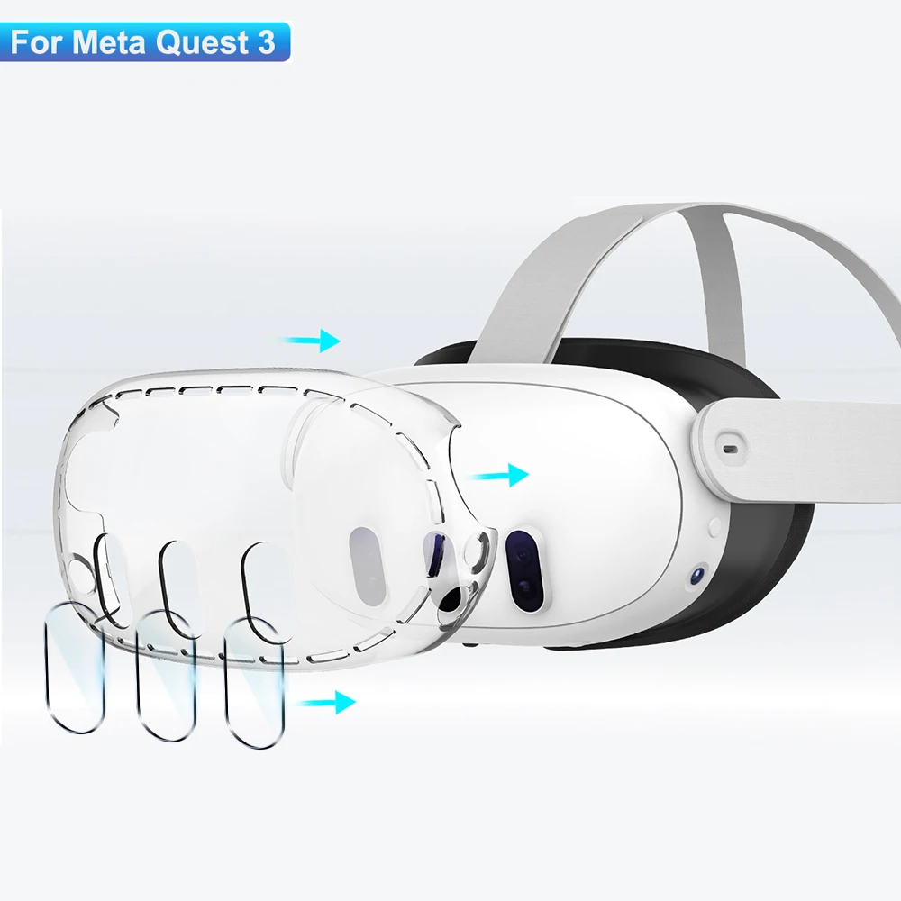 Vr Lens Protector - メタクエスト 3 アクセサリー用透明シェルケース、VR ヘッドセット保護カバーカメラレンズプロテクター強化ガラス Quest3 用