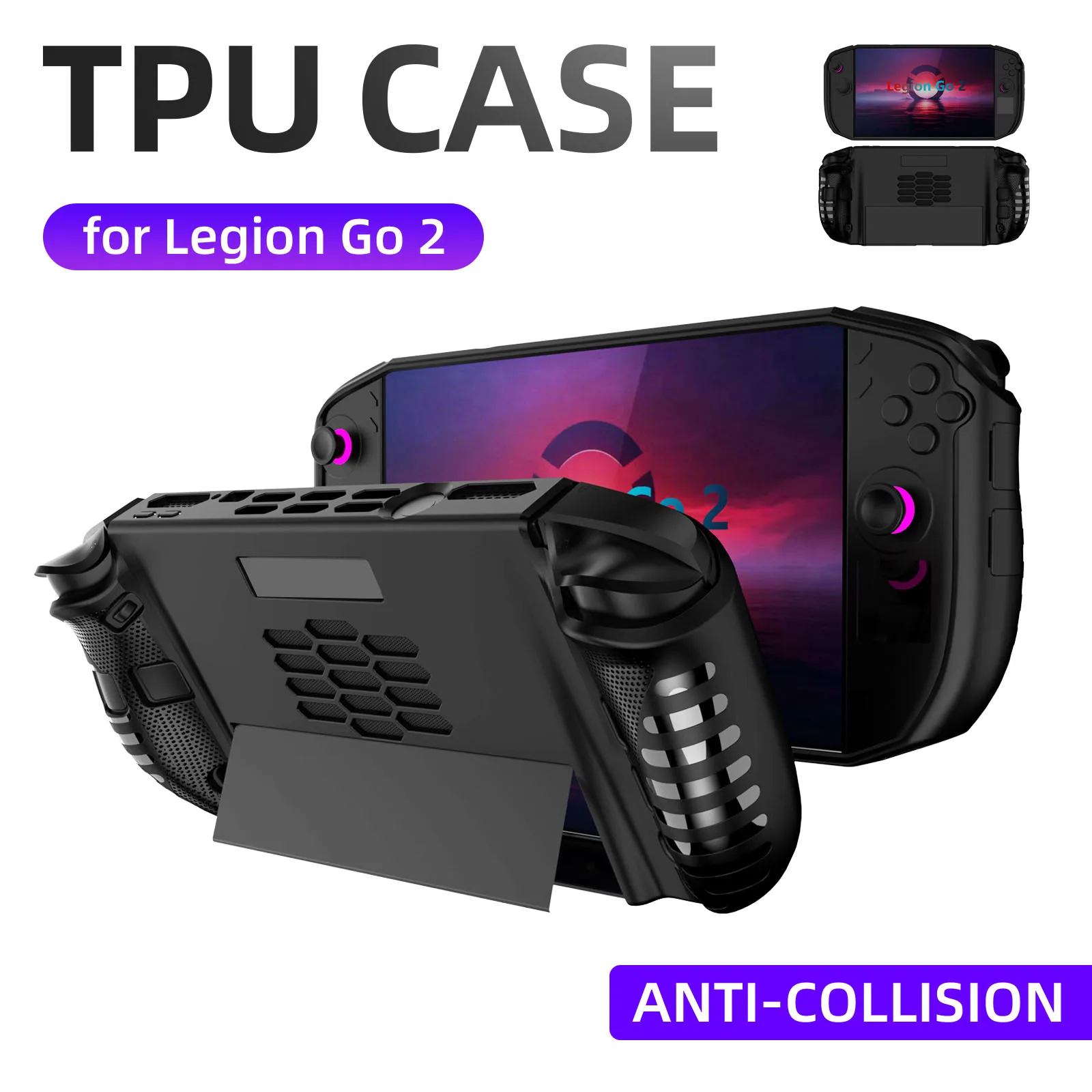 Gaming Console Lenovo - Lenovo Legion Go 2用TPUケース、滑り止め人間工学に基づいたグリップゲームコンソール保護カバースキン耐衝撃保護アクセサリー