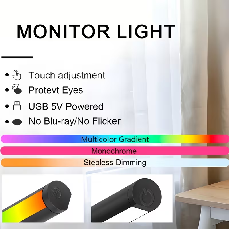 モニターライトバー LEDコンピュータースクリーン吊り下げラ - Gaming Console Desk のレビューと価格