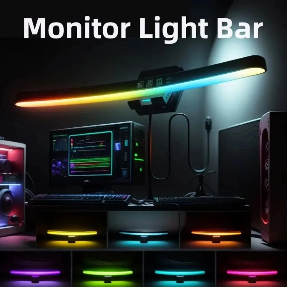 コンピューターモニターライトバーRGB音楽リズムスクリーンハ - Gaming Console Desk のレビューと価格